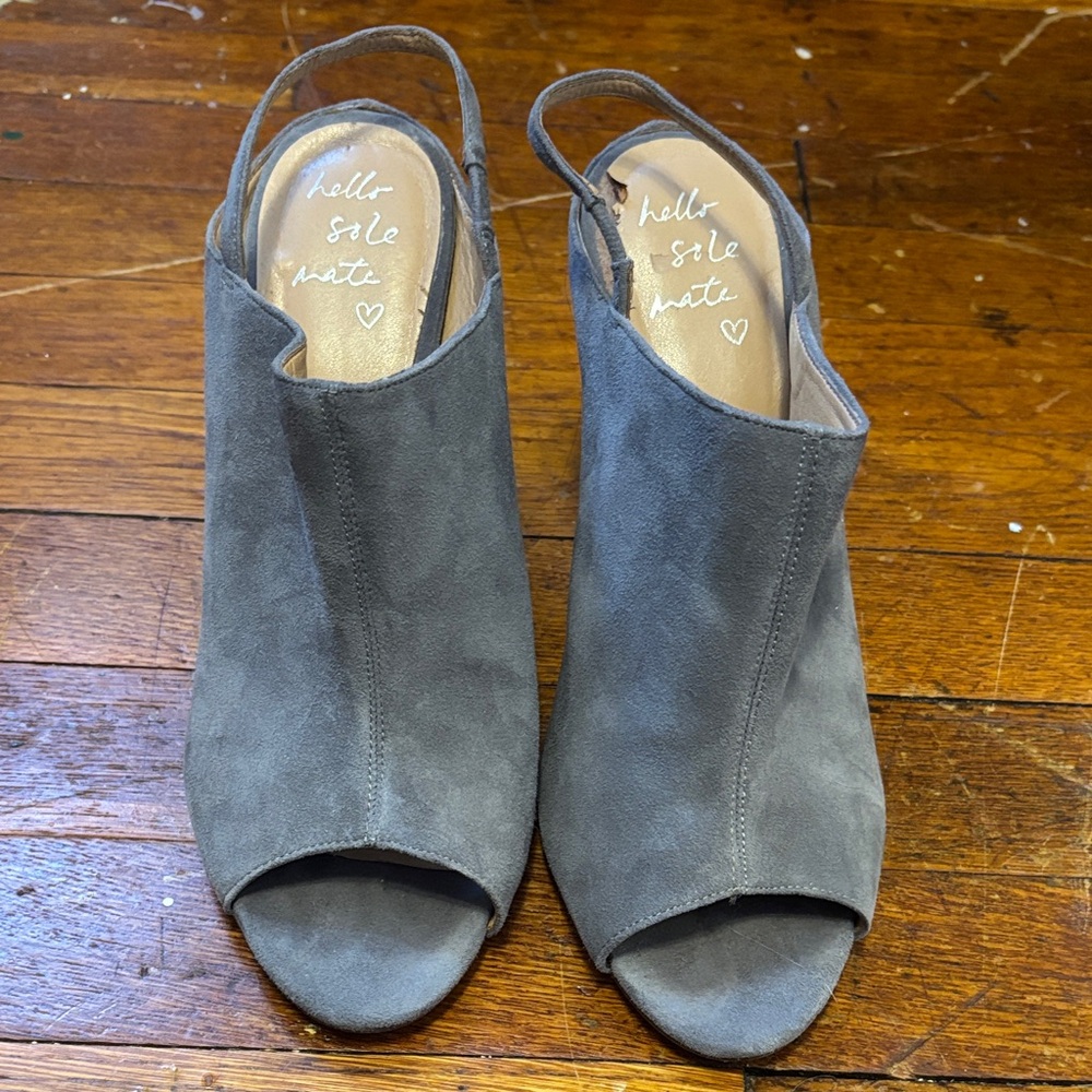 Banana Republic Peep-Toe Heels 8.5 Slate/Blue Suede